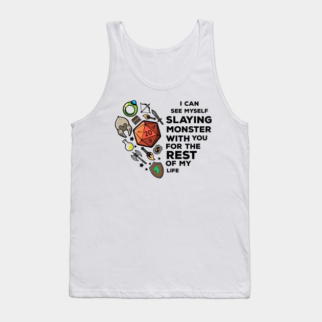 Roleplaying RPG Valentines Day Anniversary D20 Couple Gift Tank Top by TellingTales